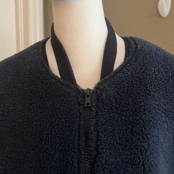 American Stitch Fleece Bomber Jacket Navy Size Small - Picture 2 of 12